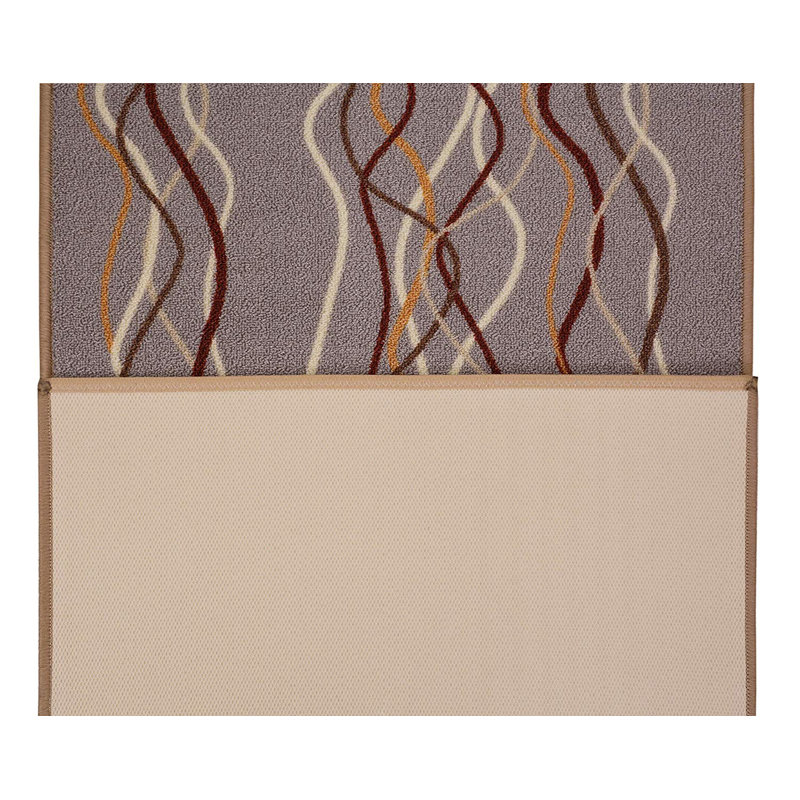 Tapis rayé gris antidérapant à poils courts, Tapis de couloir 2 pi 2 po x 17 pi