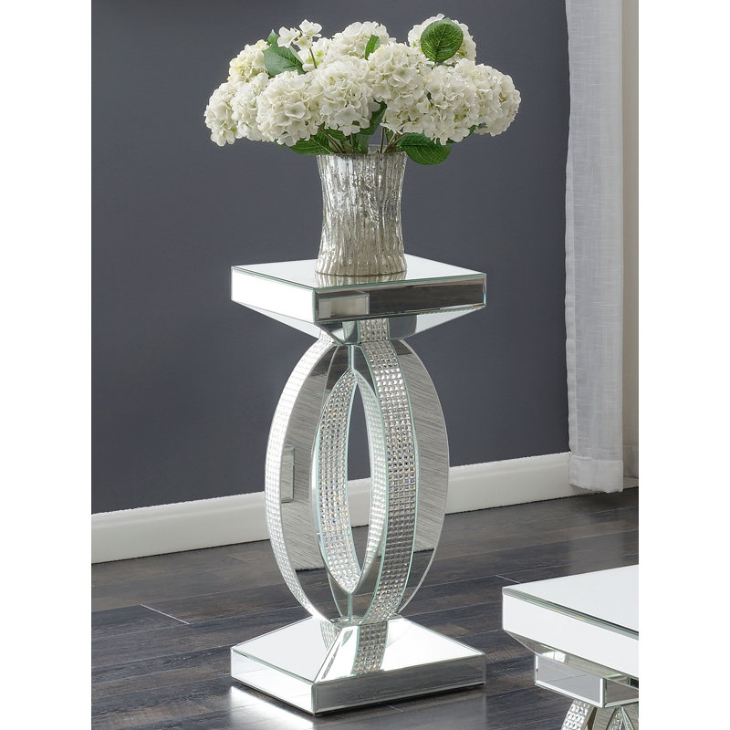 Table de bout carrée avec miroir inférieur Amalia