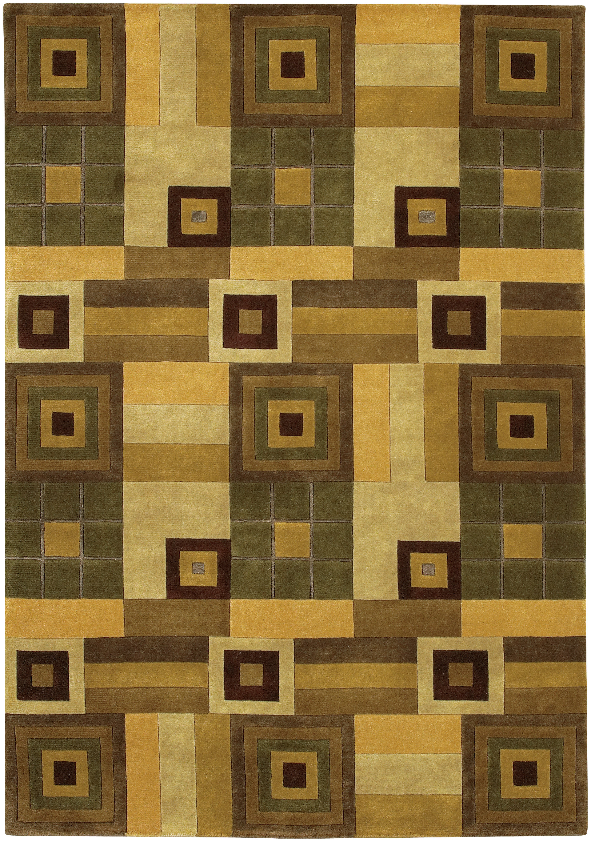 Chandra Rugs Aadi Geometric Hand-Knotted Wool Brown/Beige/Yellow Area ...