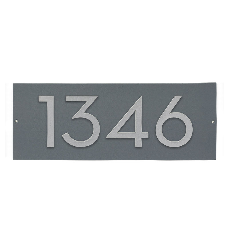 Plaque d’adresse murale flottante linéaire, Gris, Argent