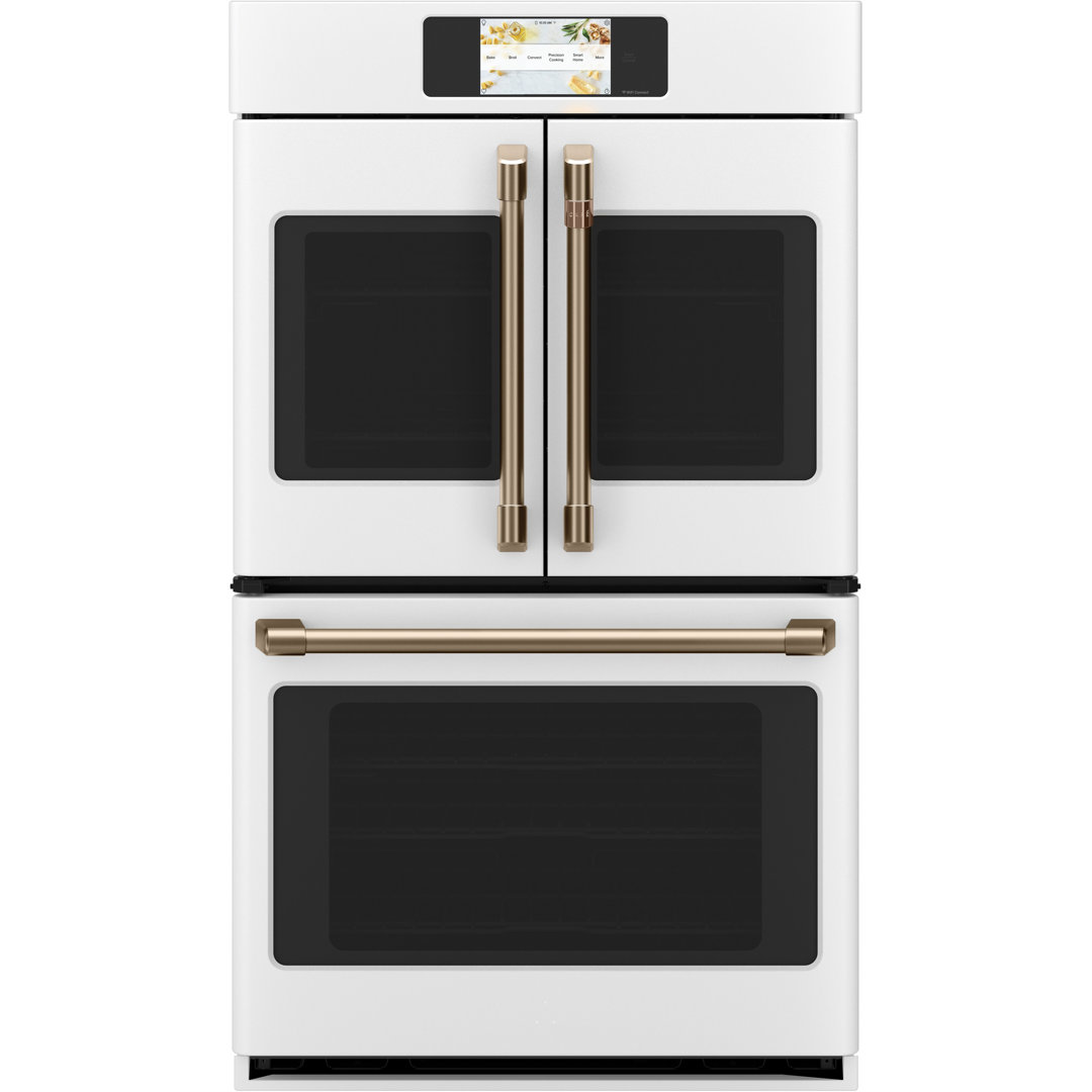 30" Self-Cleaning Convection Smart Electric Double Wall Oven Café Appliance Finish: Matte White