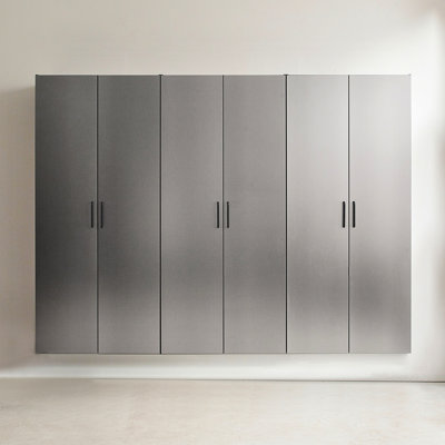 96 In. Wide Garage Cabinet D  3  In Contemporary Metallic Grey - Doors, Heat And Water Resistance, 2X Thicker Edge, E0-Grade Material, Shelf Feature, Heavy-Duty Metal Support Style,  3 , 96.6 Wide,