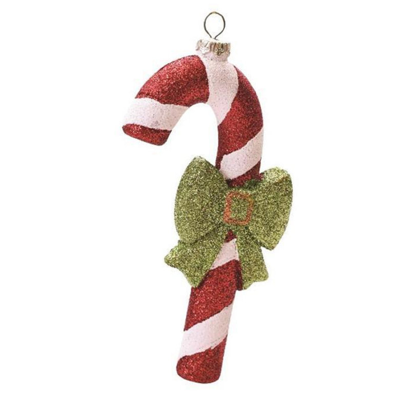 Ornement de Noël 5,5 po en forme de canne de bonbon incassable rouge et blanc scintillant