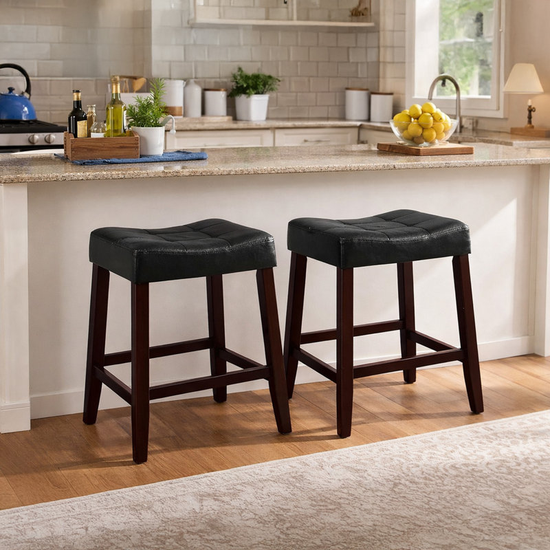 Tabouret de comptoir et de bar Roch, Noir, Tabouret de comptoir (siège d'une hauteur de 25,8