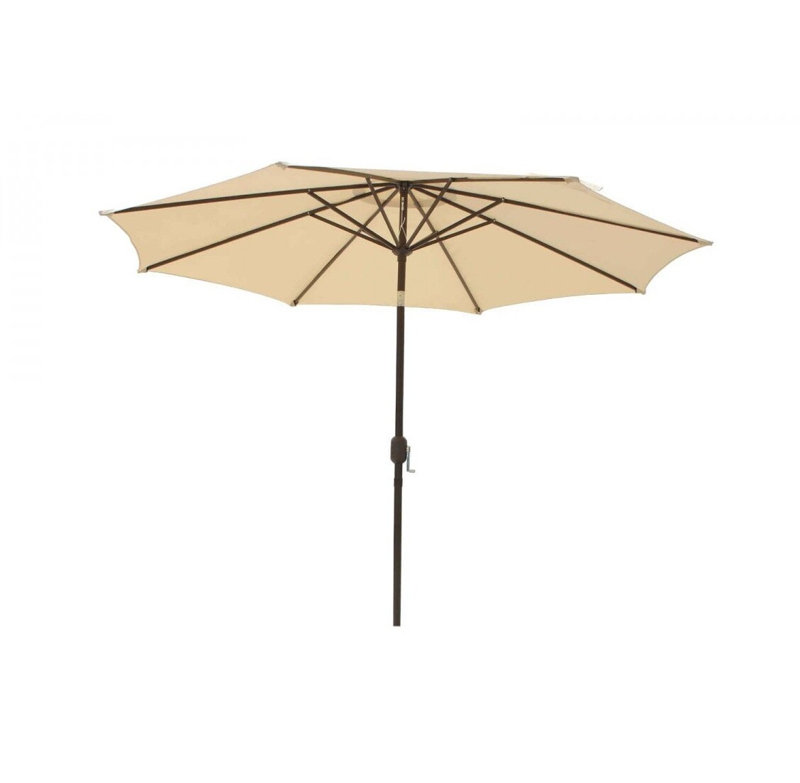 300 cm W X 300 cm D Hexagonal Market Parasol with Manual Lift, Brown, Chocolate/Cream