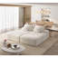 Canapé modulaire capitonné en chenille avec 2 repose-pieds et coussins Lora-691215768