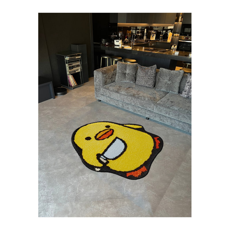 Tapis jaune tissé Mosso, 2 pi 6 po x 2 pi 6 po