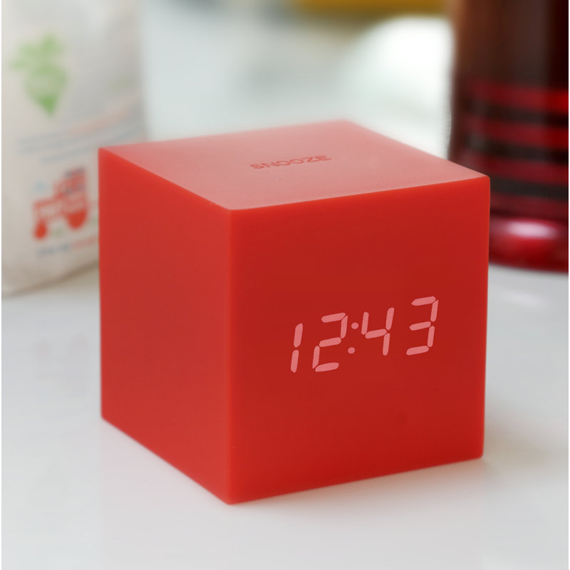 Sleek & Chic Modern Digital Electric Alarm Tabletop Clock, Red