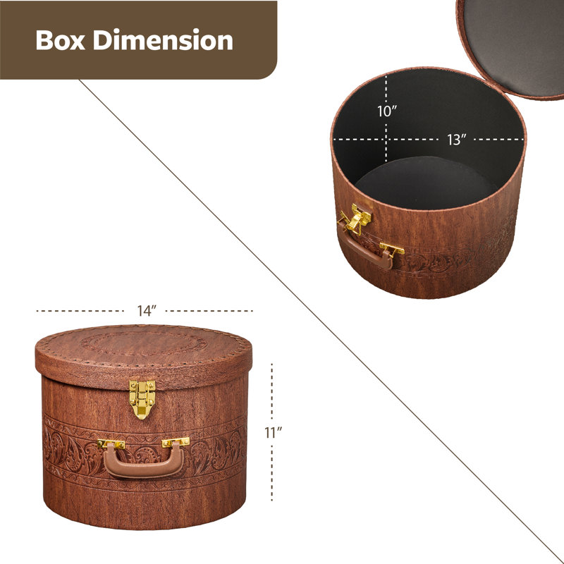 Boîte-cadeau Cowboy avec couvercle verrouillable doré, Brun, H 11 po x l 14 po x P 14 po