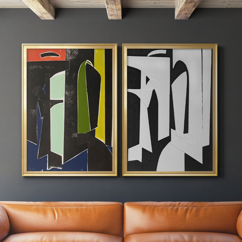 Arches Espagnoles - ensemble de 2 reproductions d'art sur toile encadrées, H 30,5 po x l 45 po, Or