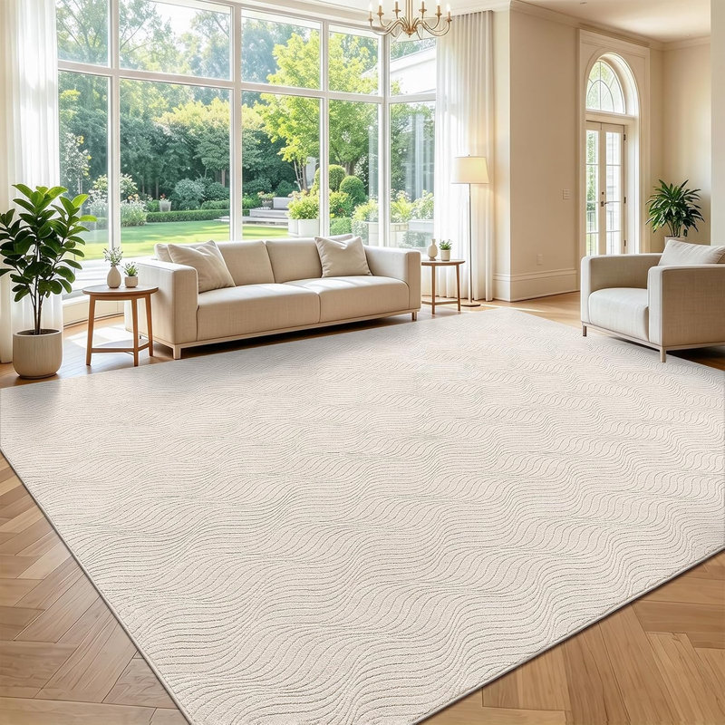  Tapis doux et lavable Wavy Line, Rectangle 9 pi x 12 pi