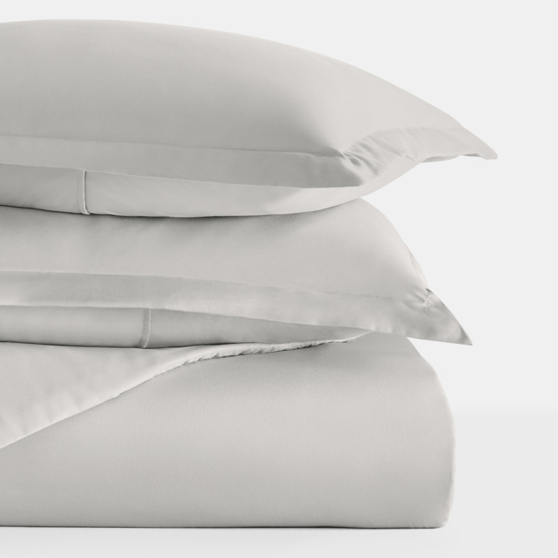 Super Soft Double Brushed Duvet Cover Set, Full/Queen Duvet Cover + 2 Standard Shams, Light Gray