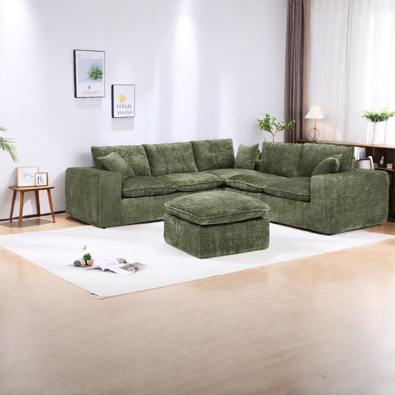 Spacieux canapé modulaire vert Boucle, canapé de bricolage moderne pour le salon