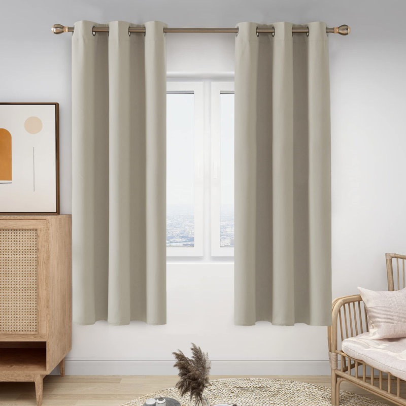 Thermal Insulated Room Darkening Grommet Curtain Panels (Set of 4), Dark Forest, 38" W x 63" L