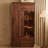 35.83" Black Walnut Solid Wood Wine Cabinet, Glass-Door Storage Display Cabinet for Living Room