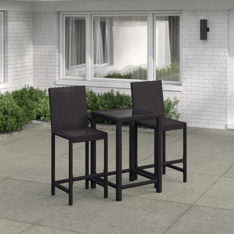 Ensemble repas 3 pièces Corlane, Marron foncé