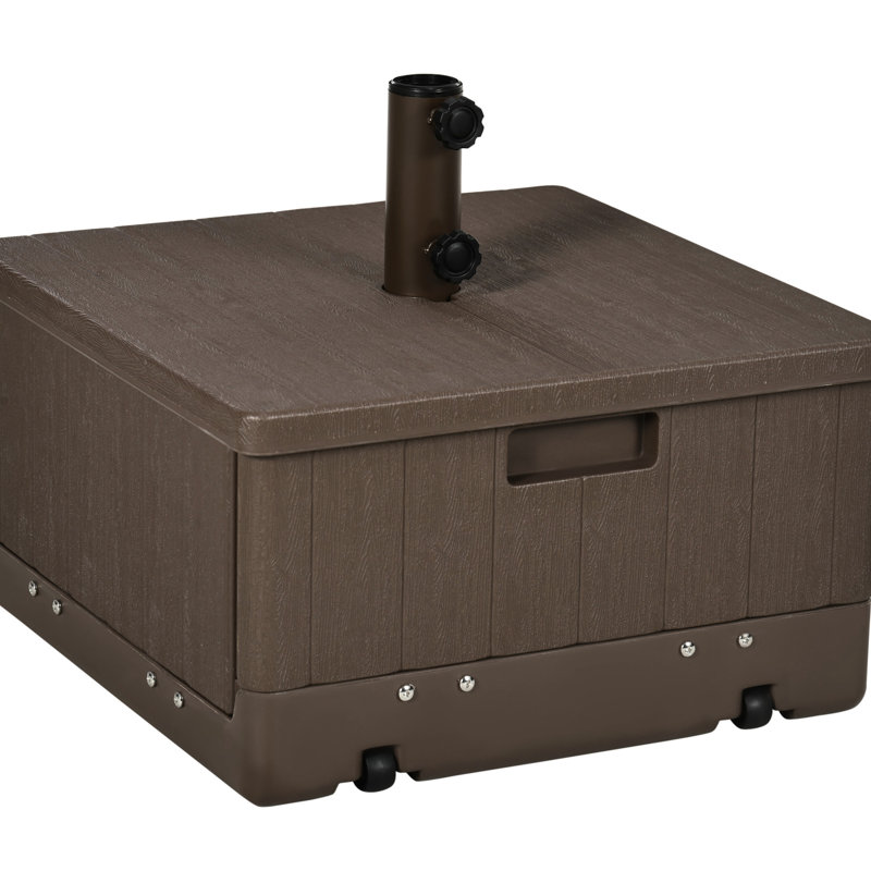 31 bases de parasol d'extérieur, capacité de 175 lb, brun, table basse et pot à fleurs, poignées à roulettes, s'adapte à la plupart des tailles de poteaux, très grand support de patio brun, avec 1,5 diamètre de 1,9 po