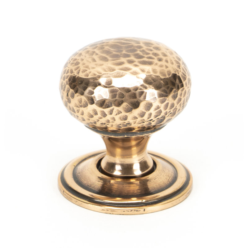 Hammered Mushroom 32mm Diameter Knob, Polished Bronze
