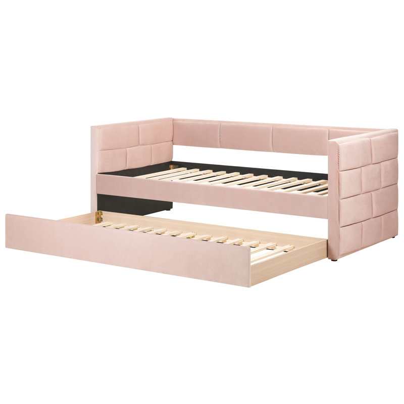 Anilu Upholstered EU Single - 90 X 200 Cm with Trundle, Pink
