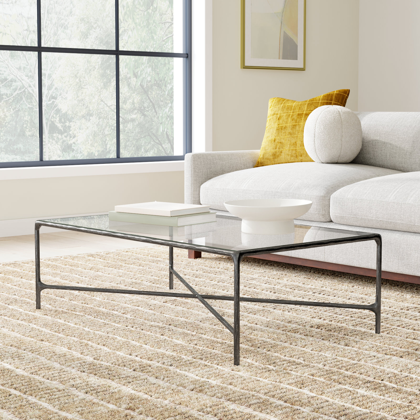 Evelynn Single Coffee Table, Clear, Black