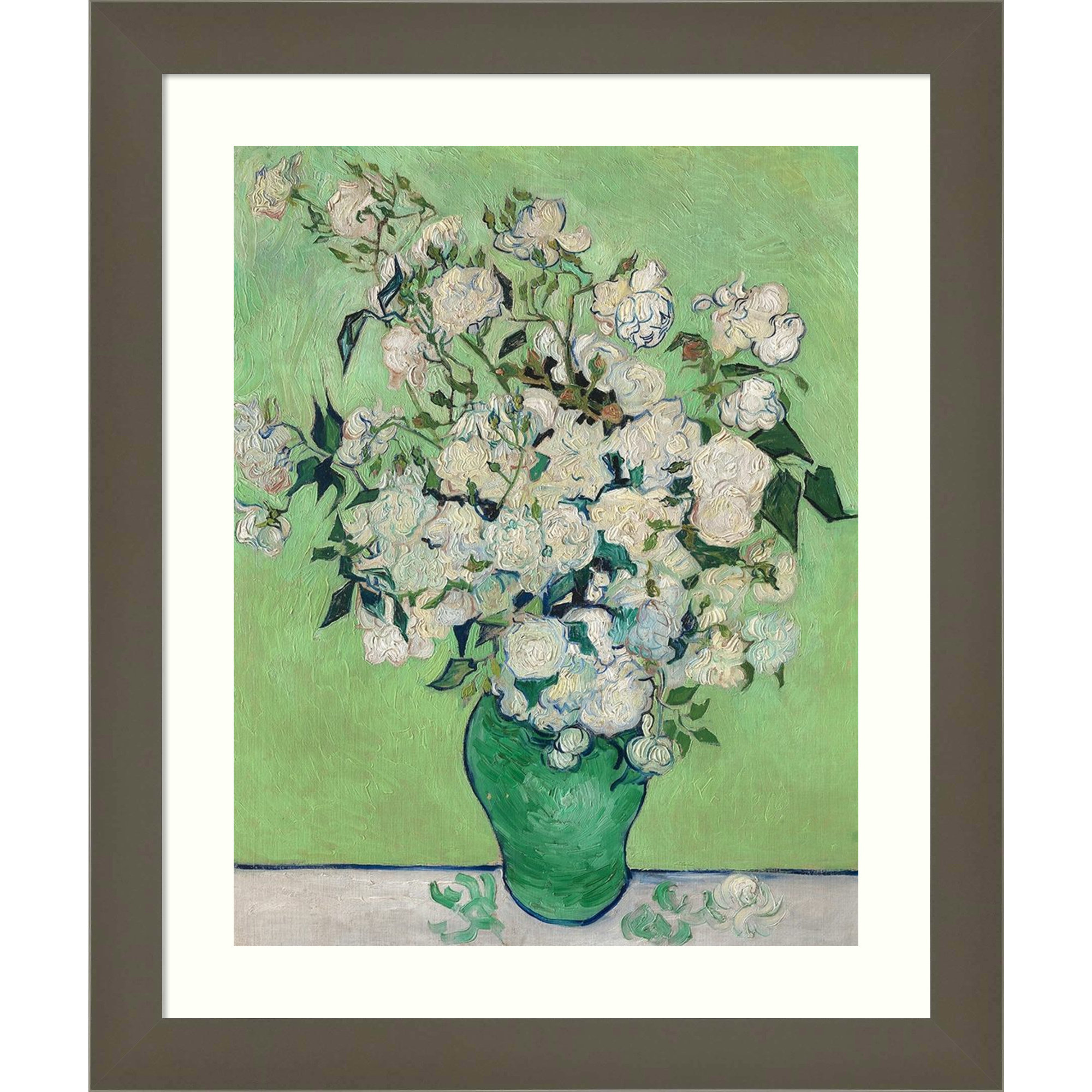 Roses by Vincent Van Gogh, Gray, 13.17" H x 11.05" W x 0.88" D