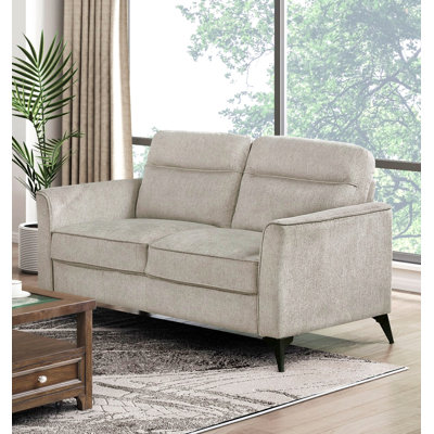 Causeuse moderne pour salon en microfibre avec coussins et pieds en métal noir
