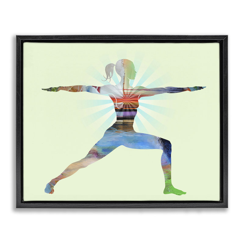 Art mural sur toile flottant debout, pose de yoga gris par Tim Parker, H 25 po x l 31 po, Cadre flottant noir de jais