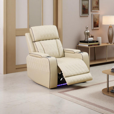 Beige Breathing Leather Recliner Chair