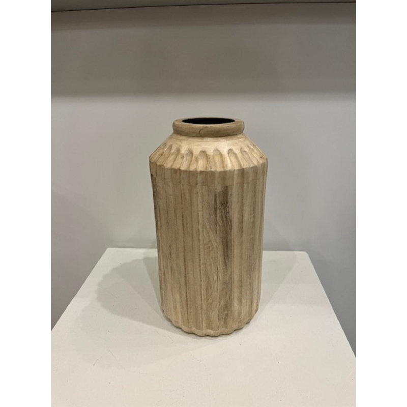 Vase en bois de manguier L 7 po x l 7 po x H 14 po
