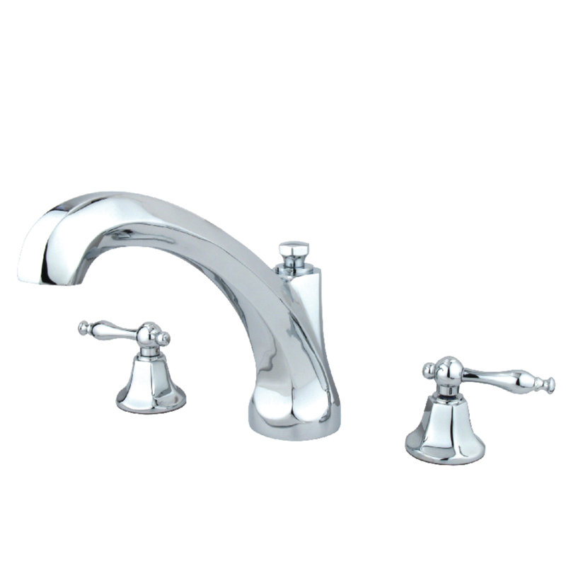 Kingston Brass Metropolitan Two-Handle 3-Hole Deck Mount Roman Tub Faucet, Polished Chrome