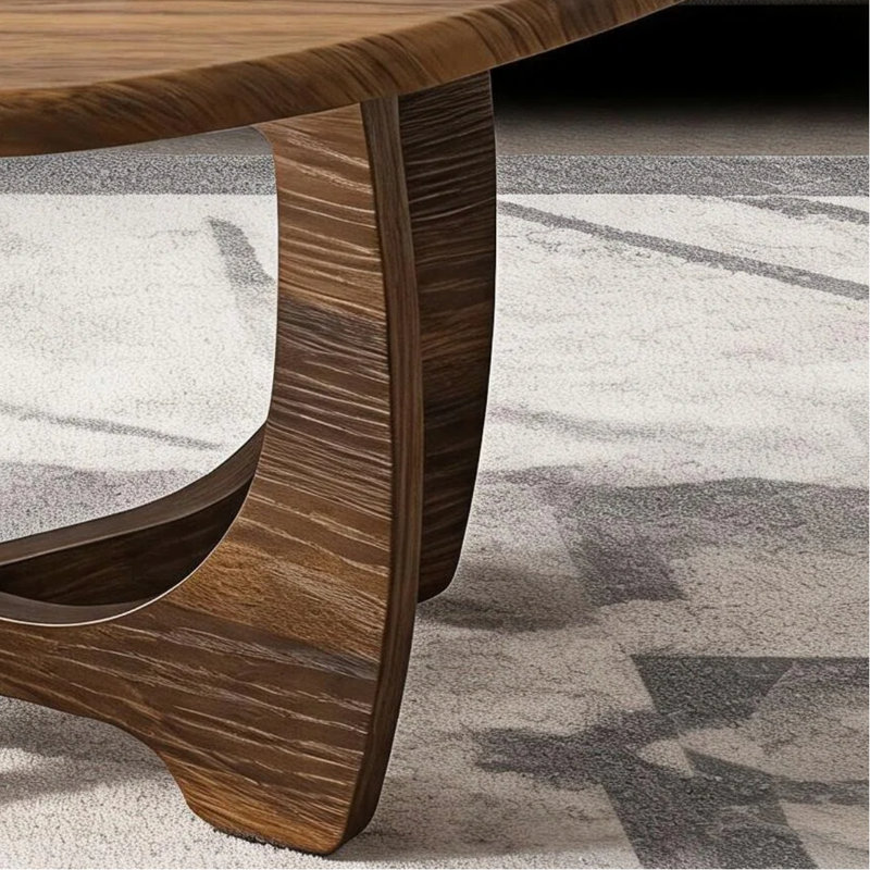 Table basse en bois de noyer massif avec pieds robustes et conception unique, convenant à une utilisation dans les salons et les chambres