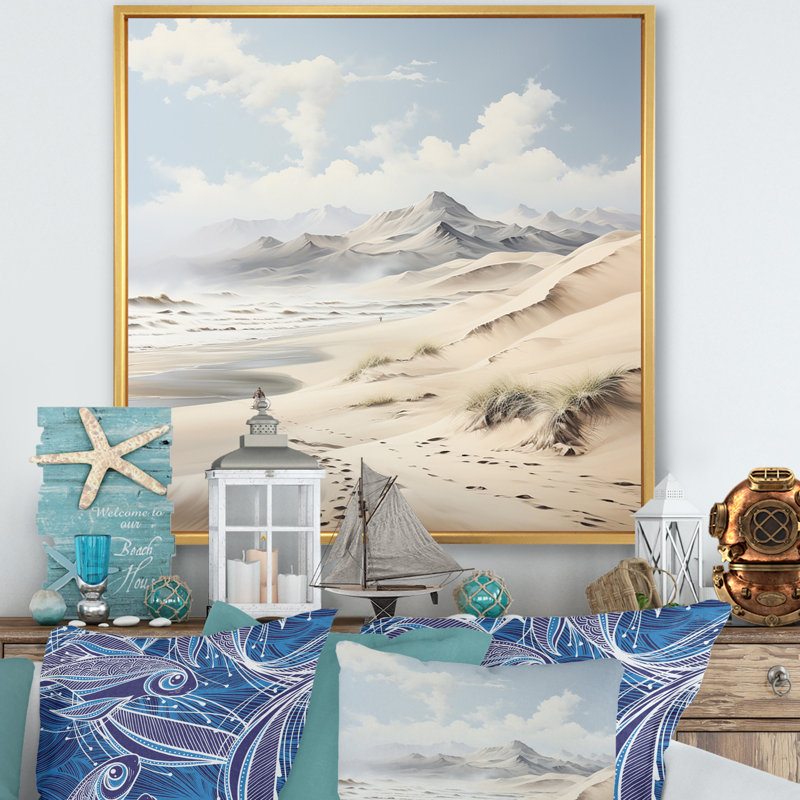 Photo de plage Dune Dreams II, H 30 po x l 30 po x P 1 po, Cadre flottant doré