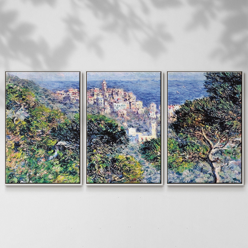 Bordviera, View, 1884 3 pièces, H 40 po x l 78 po x P 2 po, Blanc