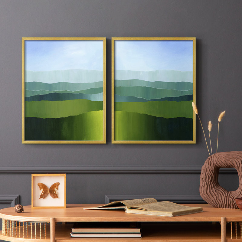 Impression encadrée Blue Ridge Fade I-Premium - prête à être accrochée - aucun clou requis - aucun clou requis, Or