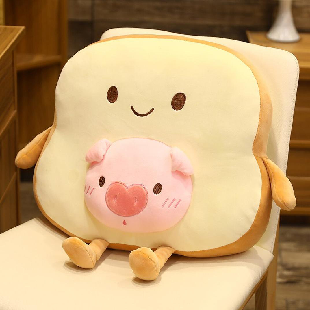 Cartoon Animal Plush Office Chair Cushion Pink Non-slip Lumbar