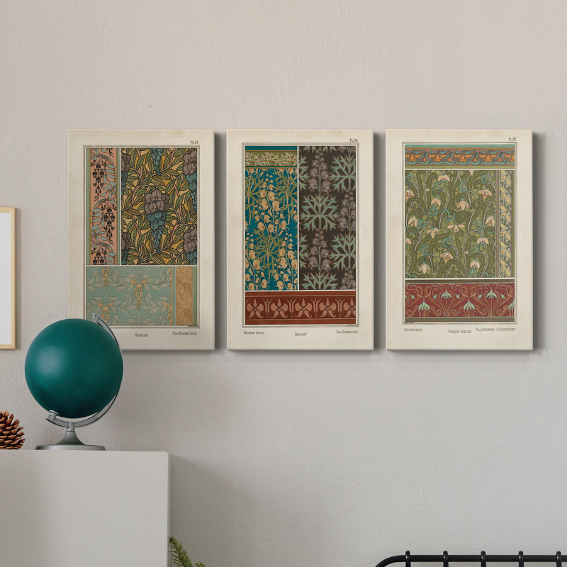 Nouveau Decorative IV - Ensemble de 3 toiles tendues, H 27 po x l 54 po x P 1 po