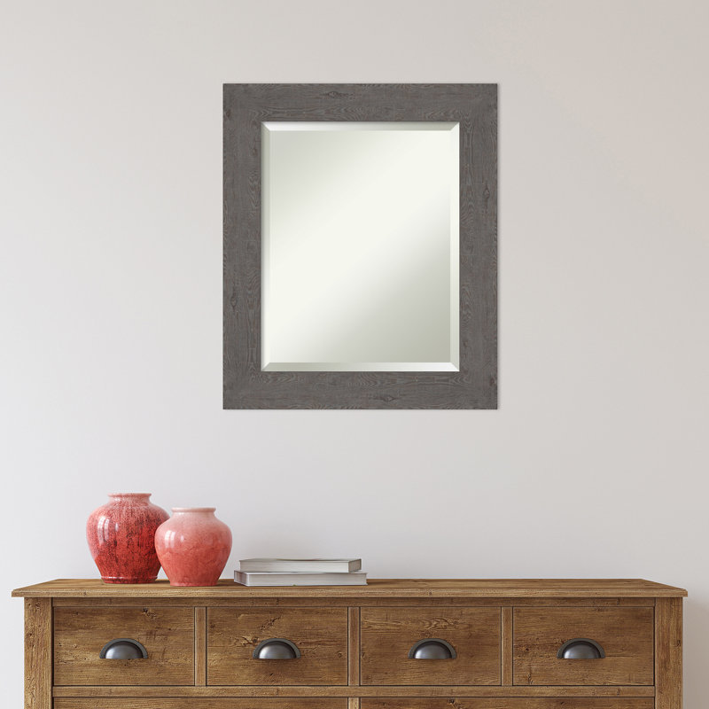 Miroir mural Akhia, 25 po x 21 po, Gris planche rustique