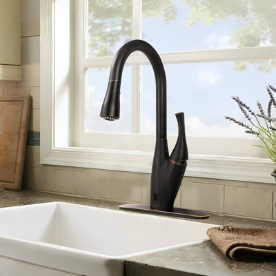 Dual-Sensor Touchless Kitchen Faucet with Pull-Down Activation, Infrared Sensor and 3-Function Sprayer