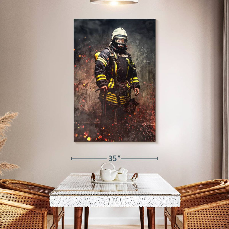 Firefighter Rescue Mission, 51" H x 34" W