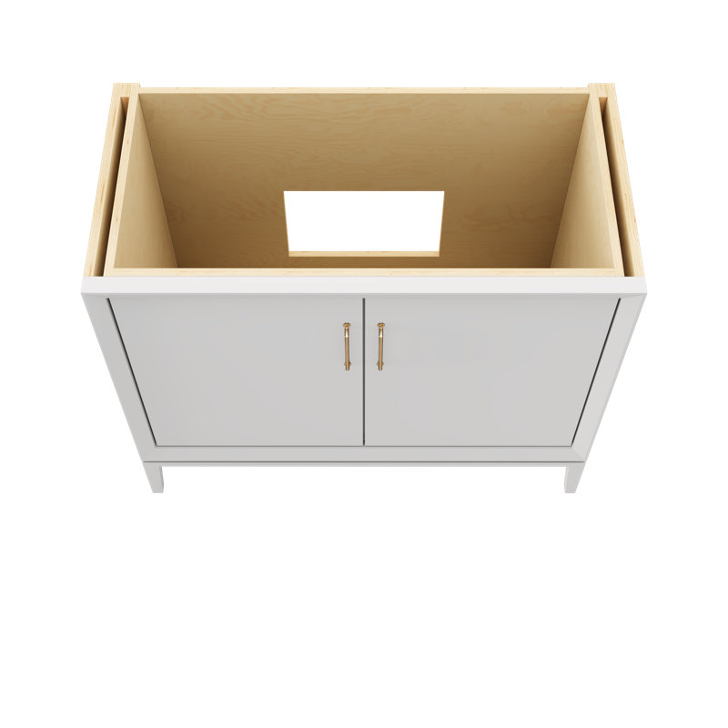 Alexandra Single Bath Vanity, Strong White, Satin Gold, 42"