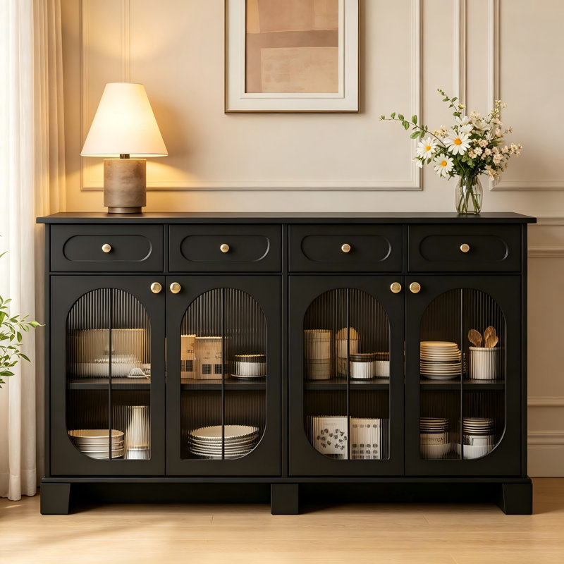 55” Sideboard Buffet Cabinet with Storage and LED Light