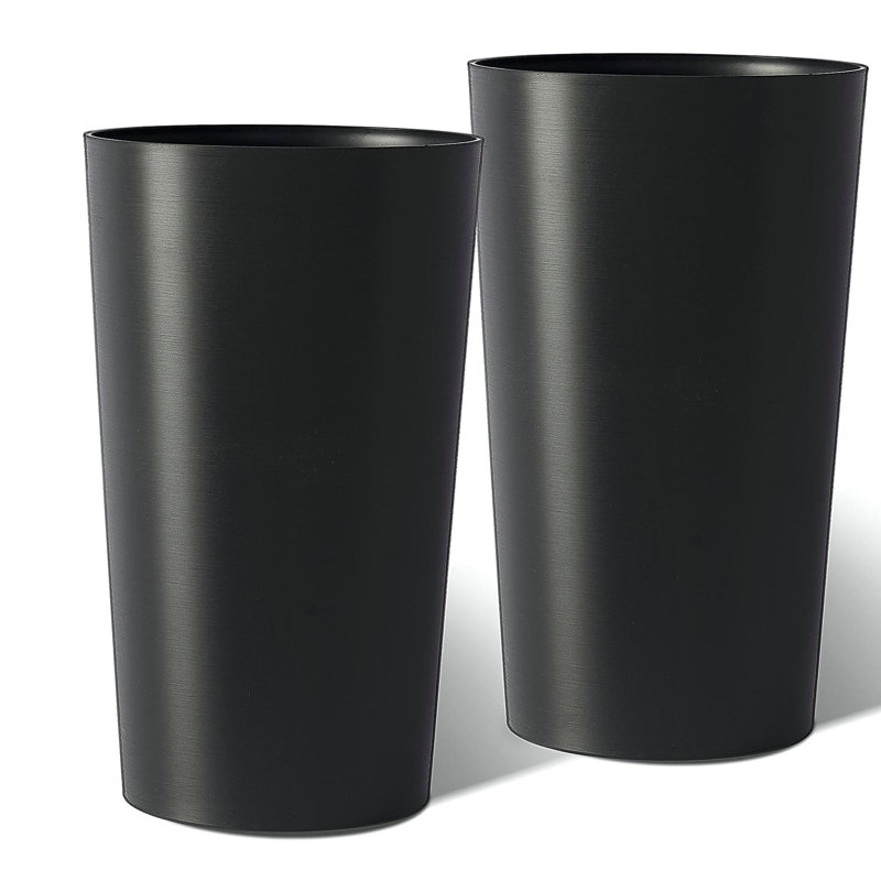 2 Pack Tall 21.7 in Planters for Outdoor Plants Modern Tall Square Planter Box Indoor Outdoor Porch Patio Flower Pot Modern Big Tapered Matte Tree Flower Pot for Garden
