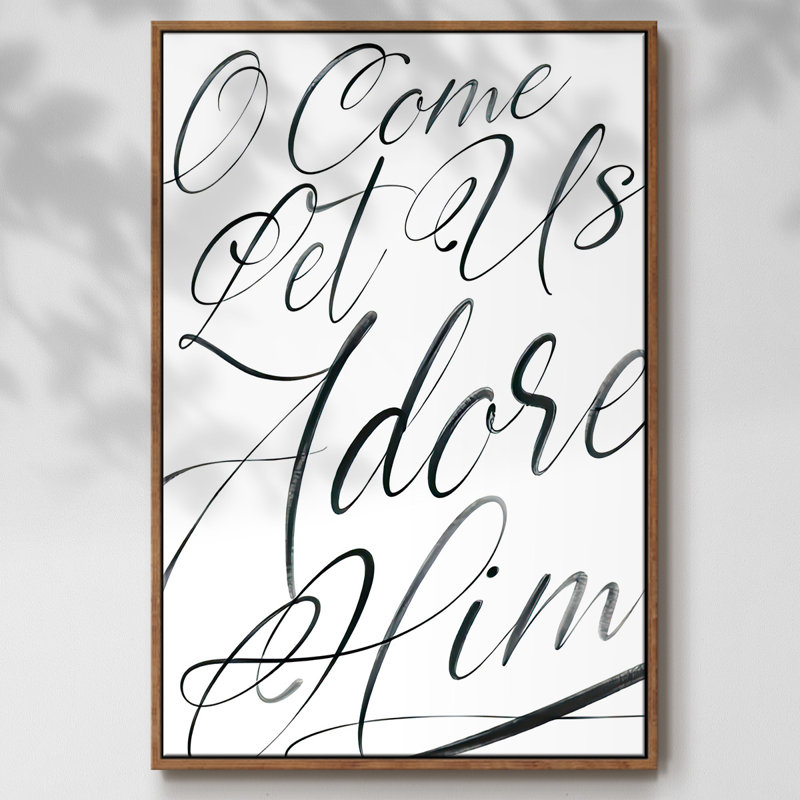 O'Come - Floater Frame Print on Canvas, Black, Walnut Floater Framed, 41" H x 27" W x 1.5" D