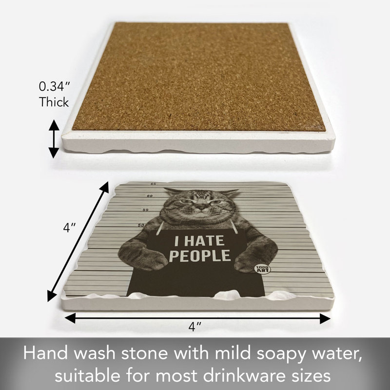 Sous-verre simple Hate People Cat