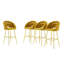 Ensemble de 2 tabourets de bar jaune moutarde à bulles, chaises de comptoir en velours avec pieds et repose-pieds en métal doré-210596227