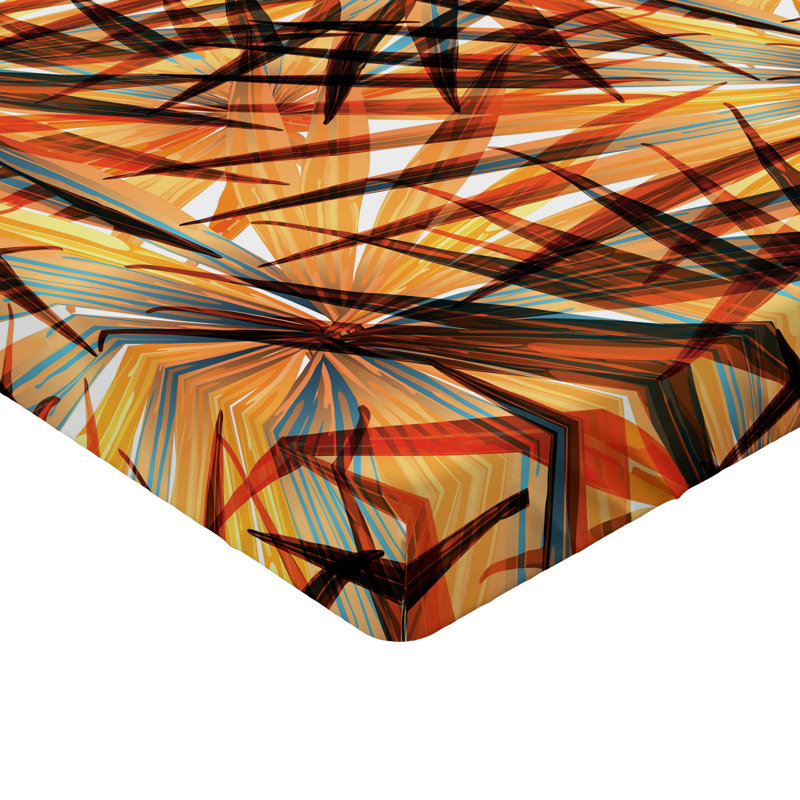 Drap-housse à motif floral Ambesonne, Orange, bleu mer, rouille foncé / floral, Drap-housse de taille très grand