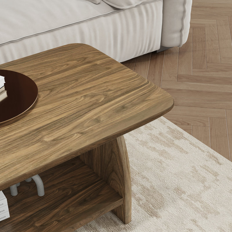 Table basse moderne moderne en bois aggloméré de 47 pouces avec rangement et coins arrondis pour le salon | Idée de cadeau