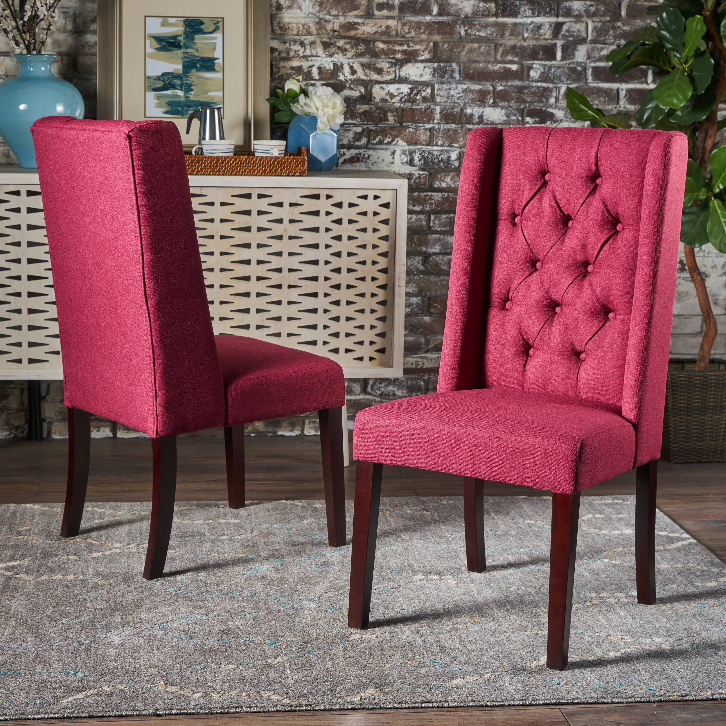 Pink upholstered best sale dining chair