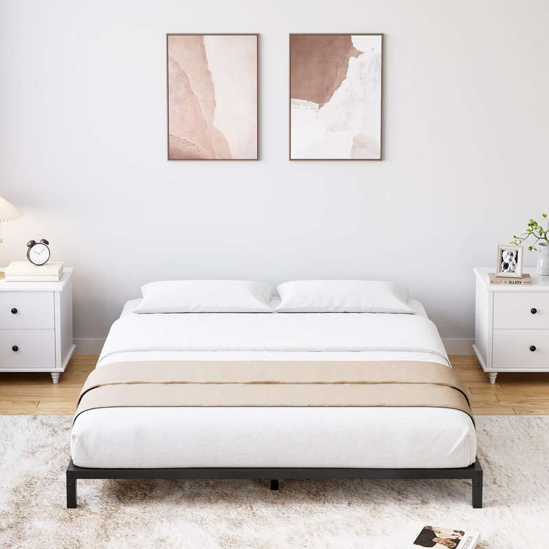 Heavy Duty Metal Platform Bed Frame, Noise Free Bed Frame with Under-Bed Storage and Steel Slats Support, No Box Spring Required