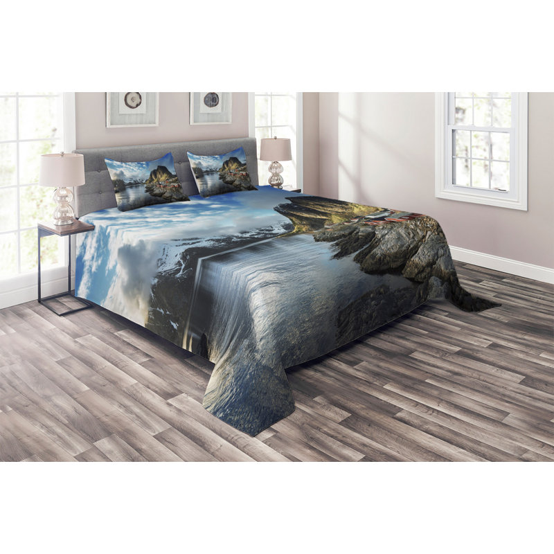 Island Rustic Polyester Coverlet, King Bedspread + 2 Shams